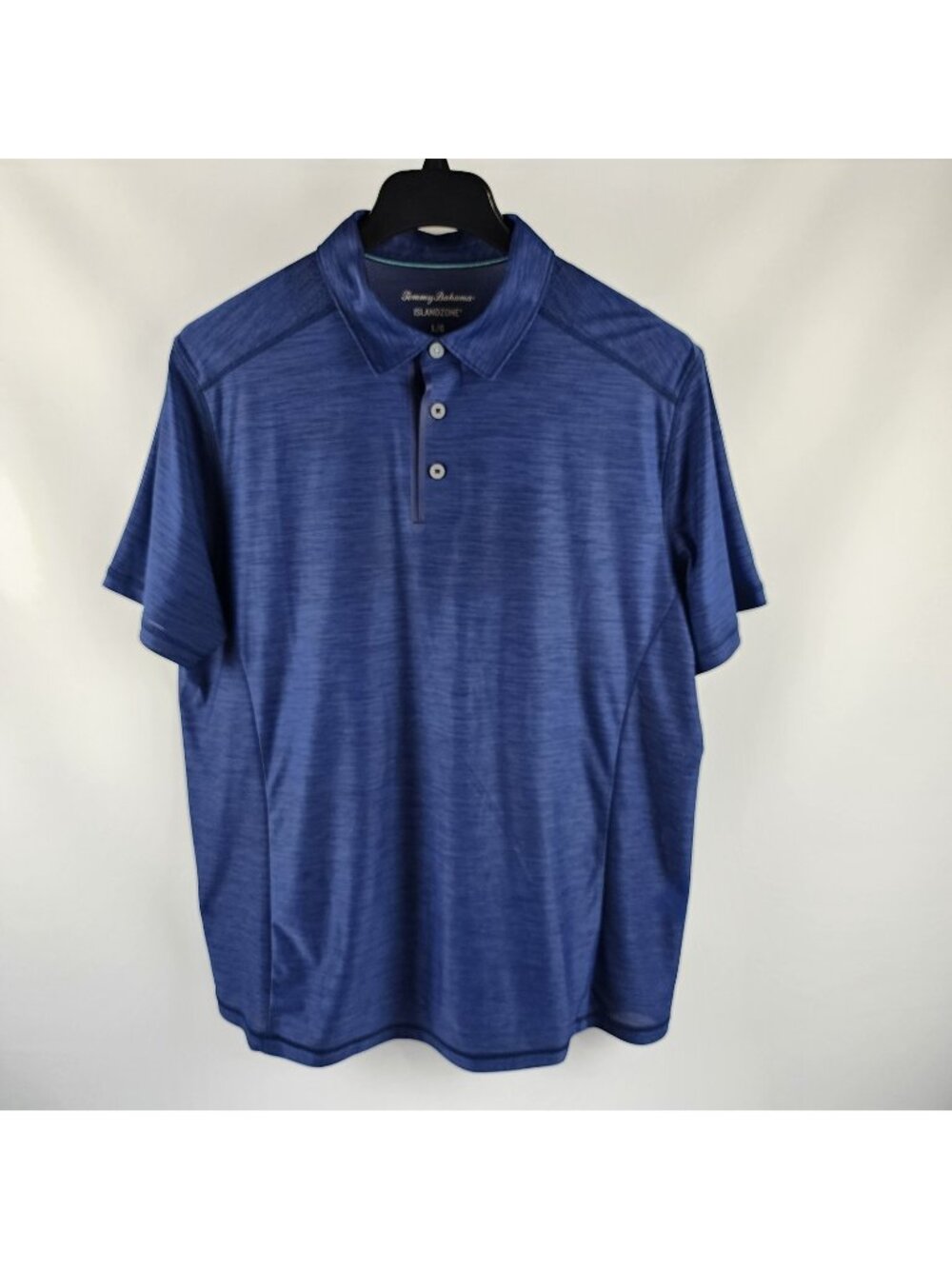 Tommy Bahama Shirt Men L Navy Palm Coast Islandzone Flagship Embossed S/S Polo